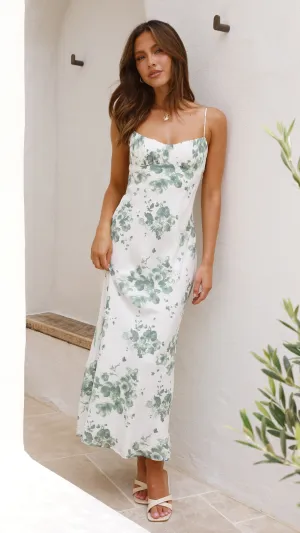Margie Midi Dress - Green Floral