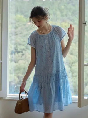 Norah Ruffle Round Neck Dot 100% Cotton Dress
