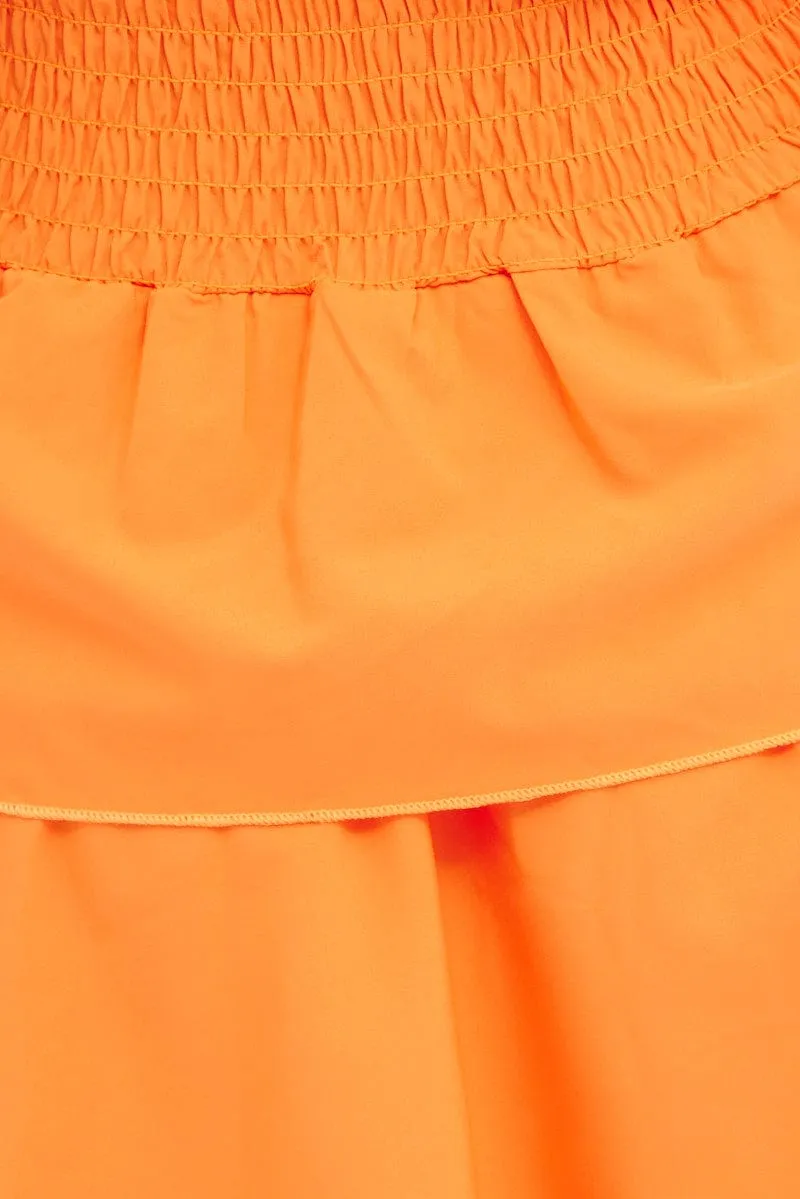 Orange Tie Shoulder Skater Dress