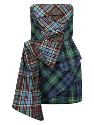 Philosophy Di Lorenzo Serafini Tartan Print Draped Dress