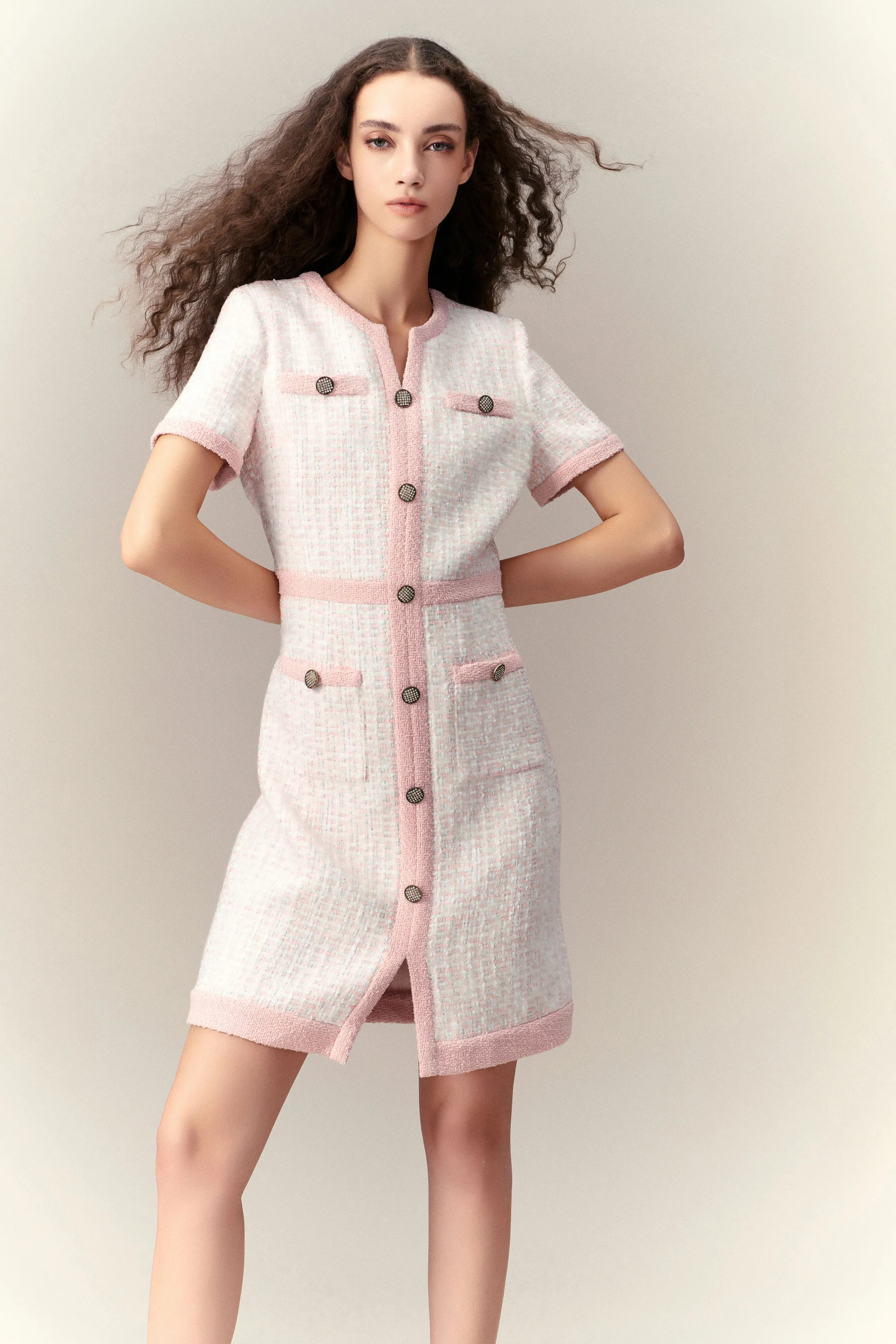 Pink Lady Classic Tweed Dress