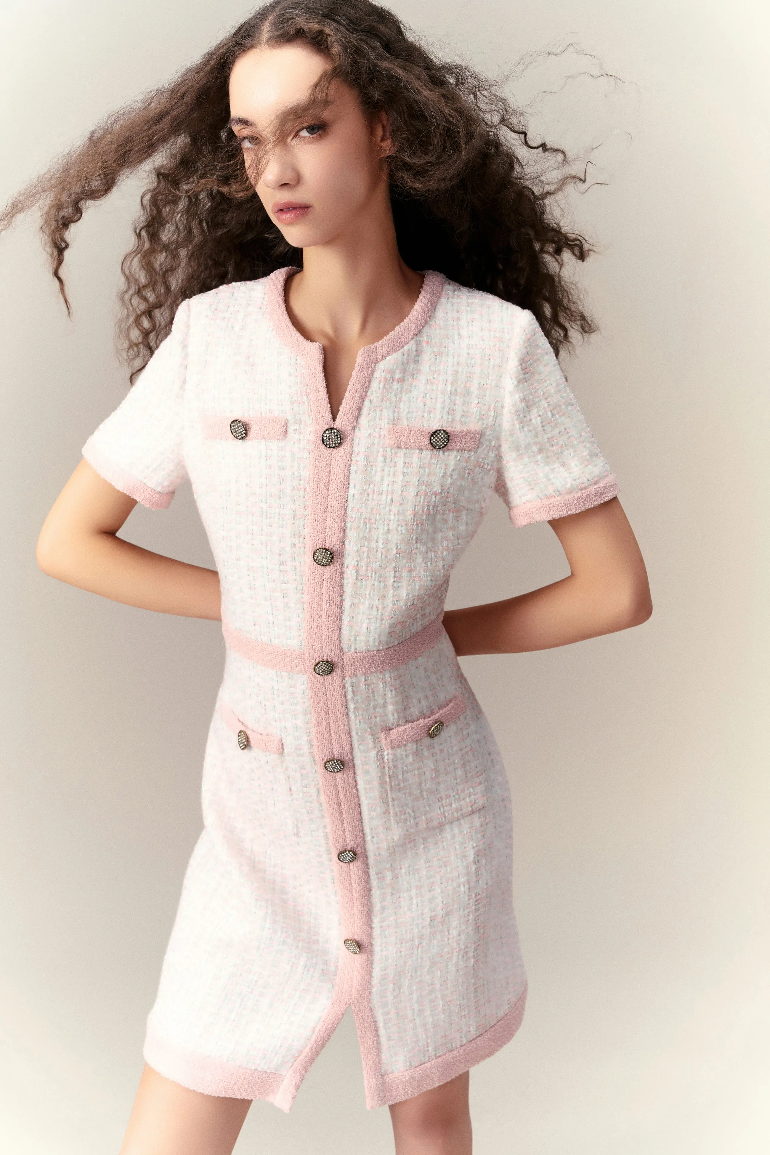 Pink Lady Classic Tweed Dress