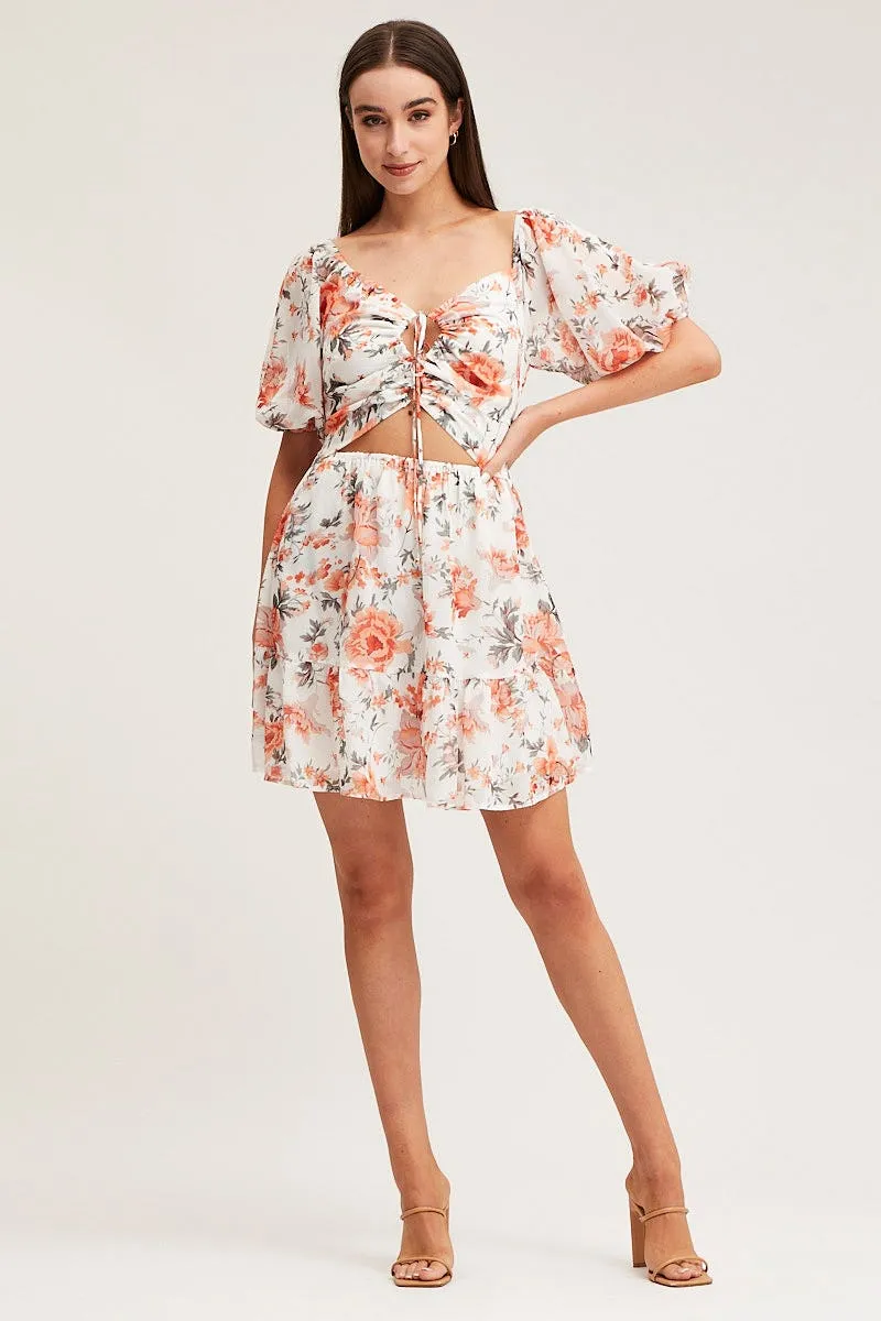 Print Mini Dress Short Sleeve