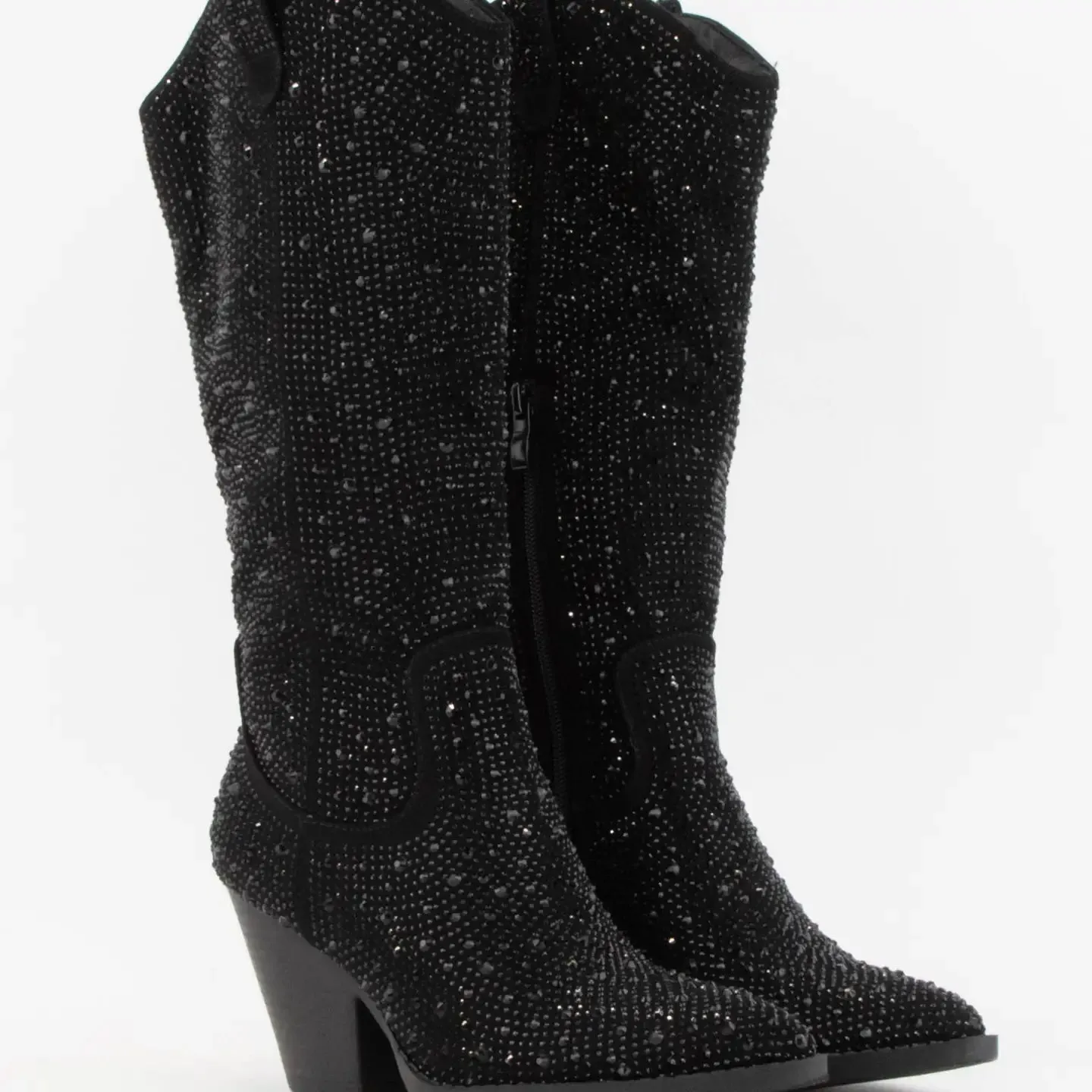 Rhinstone Mid-Calf Boot