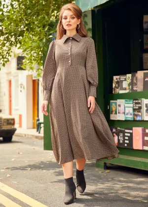 Romantic Era Button Front Midi Dress