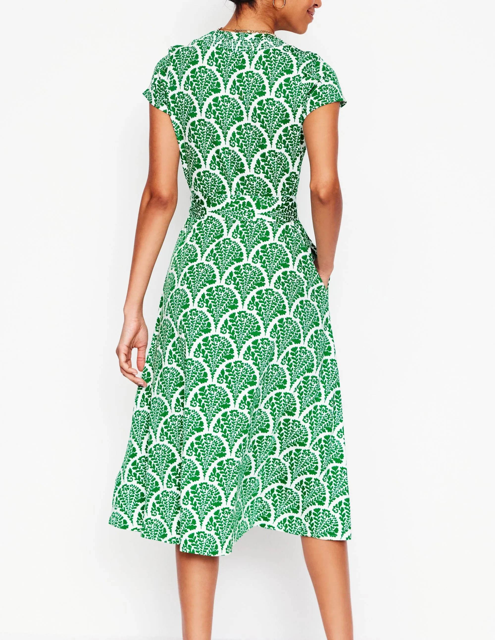 Sara Jersey Shirt Dress-Rich Emerald. Blossomy