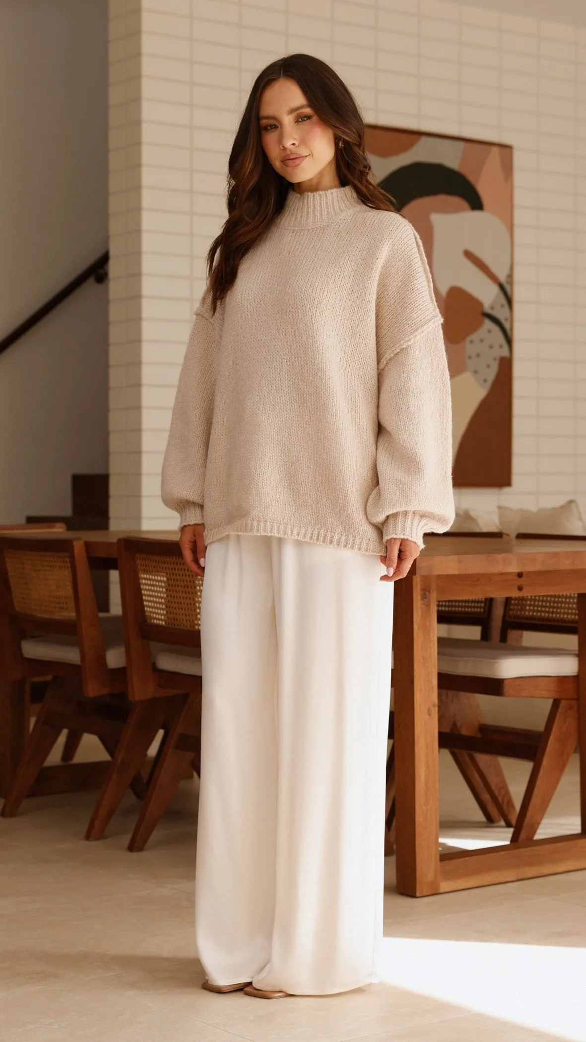 Savanna Knit Sweater - Beige