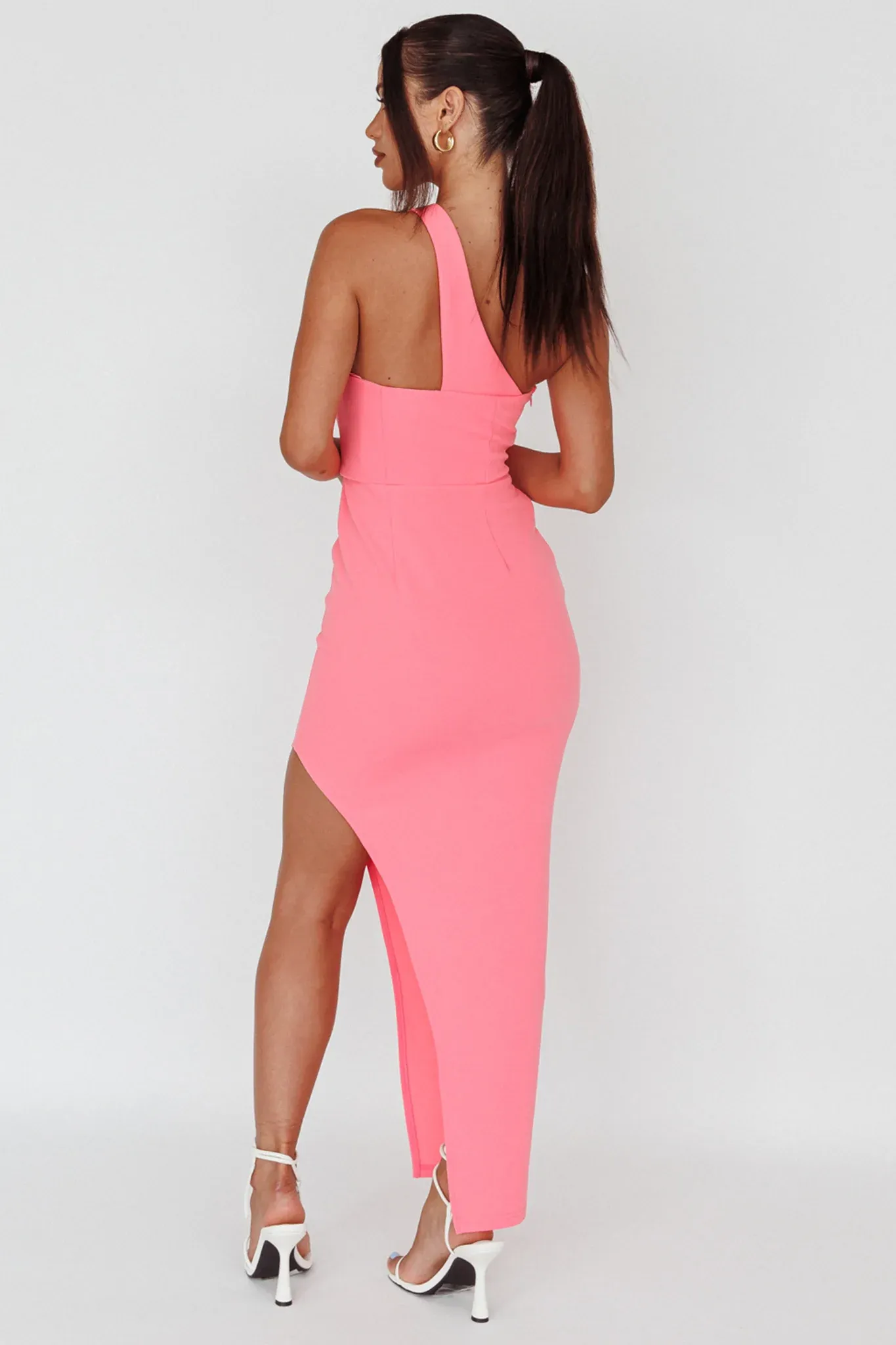 Shooting Stars One-Shoulder Midi Dress Pink