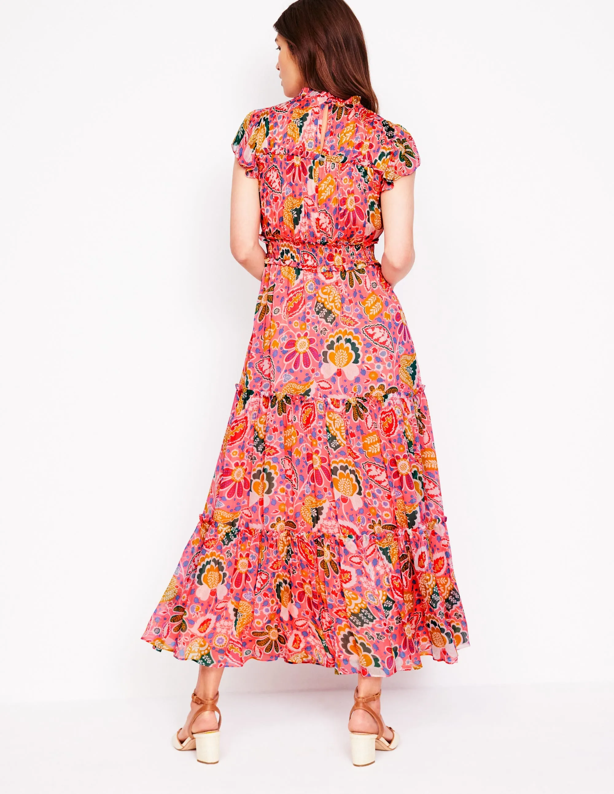 Sleeveless Ruffle Dress-Multi. Flourishing Blooms