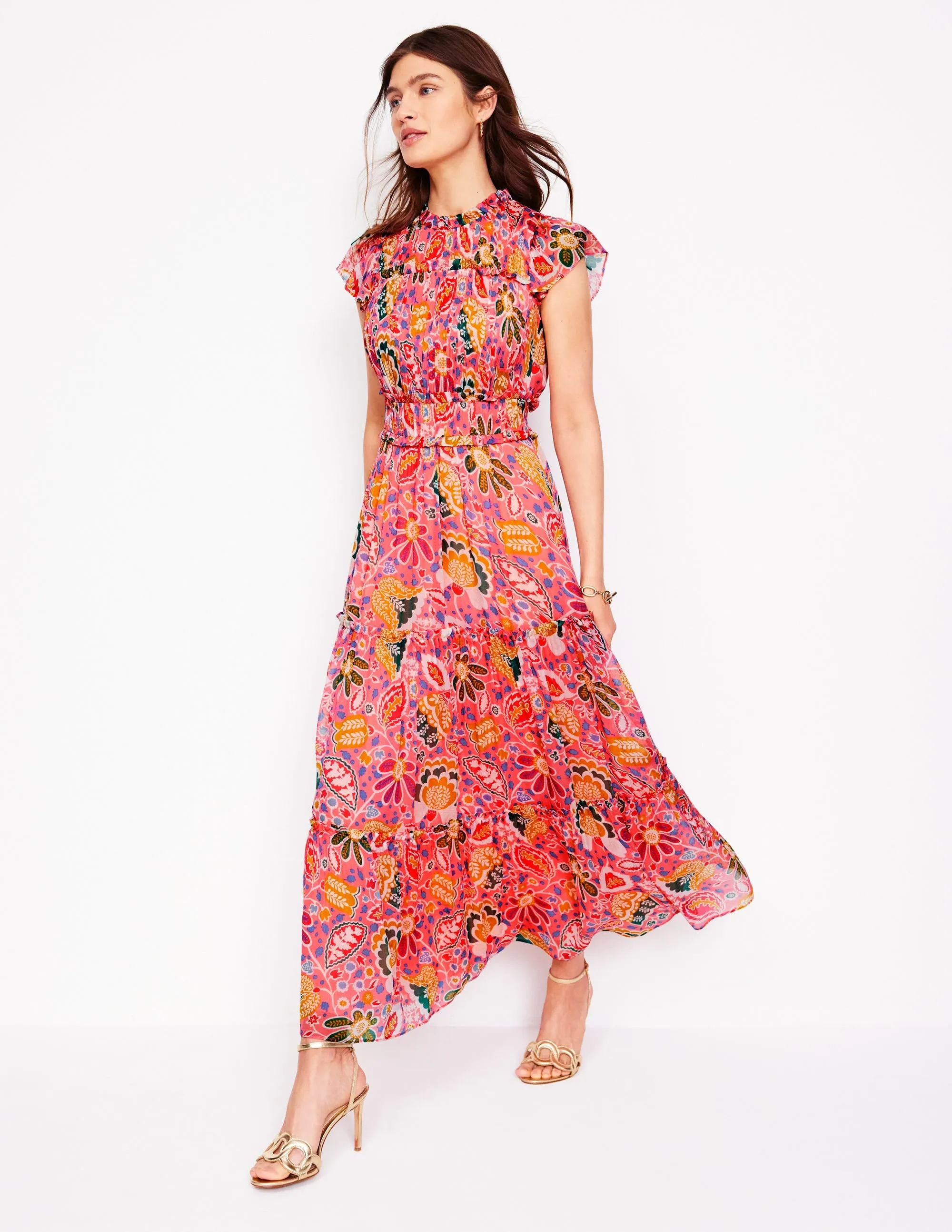 Sleeveless Ruffle Dress-Multi. Flourishing Blooms