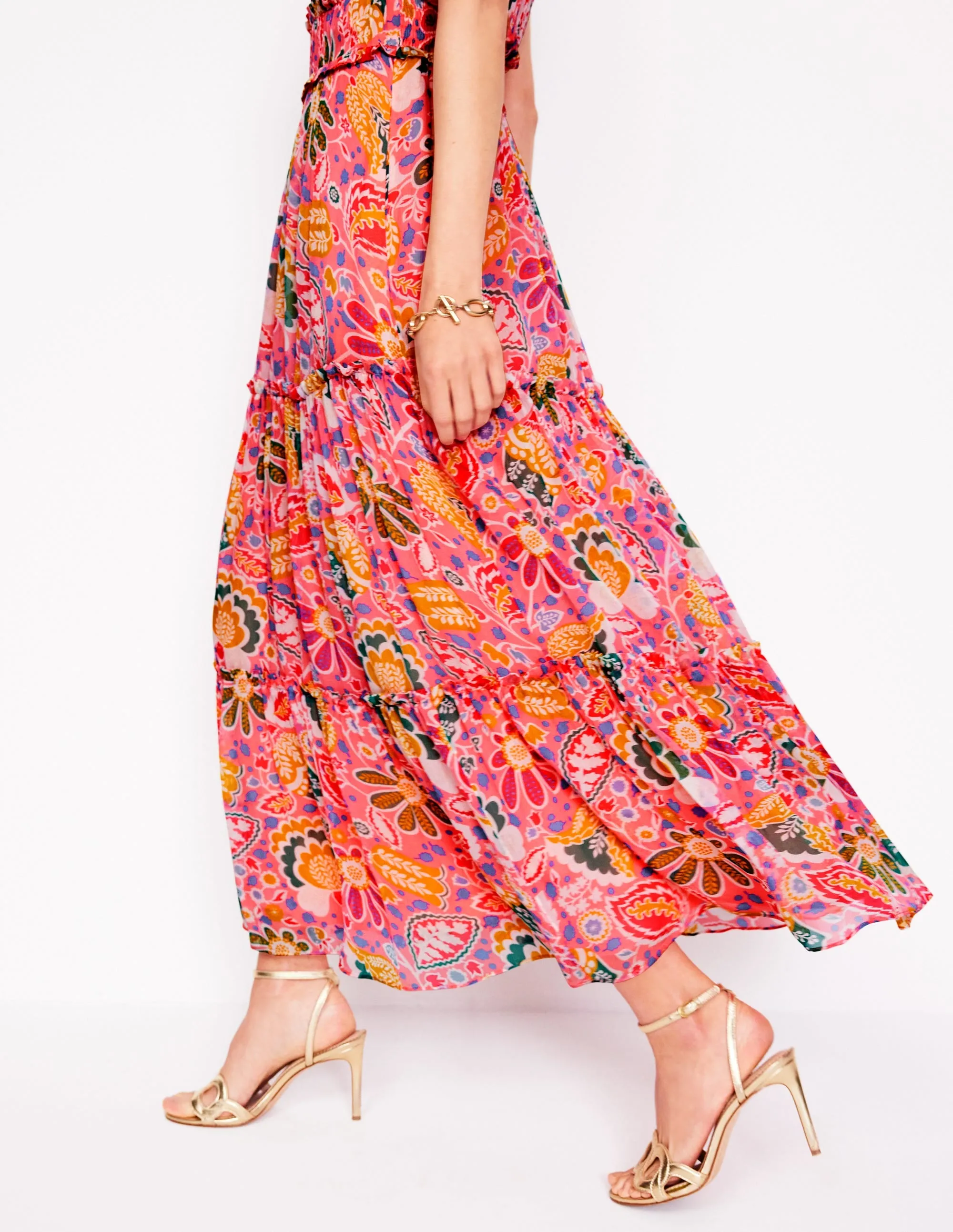 Sleeveless Ruffle Dress-Multi. Flourishing Blooms