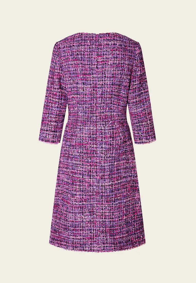 Structured Fuchsia Sequin-detail Trimmed Dress