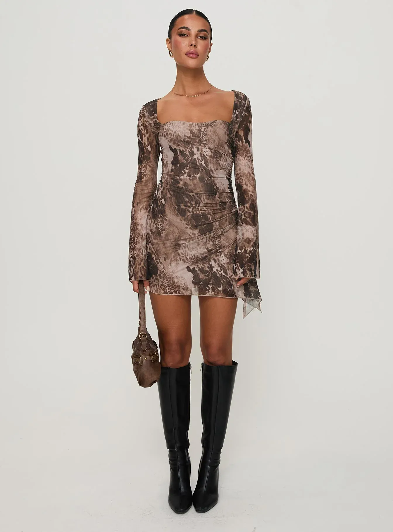 Suareza Long Sleeve Mini Dress Leopard