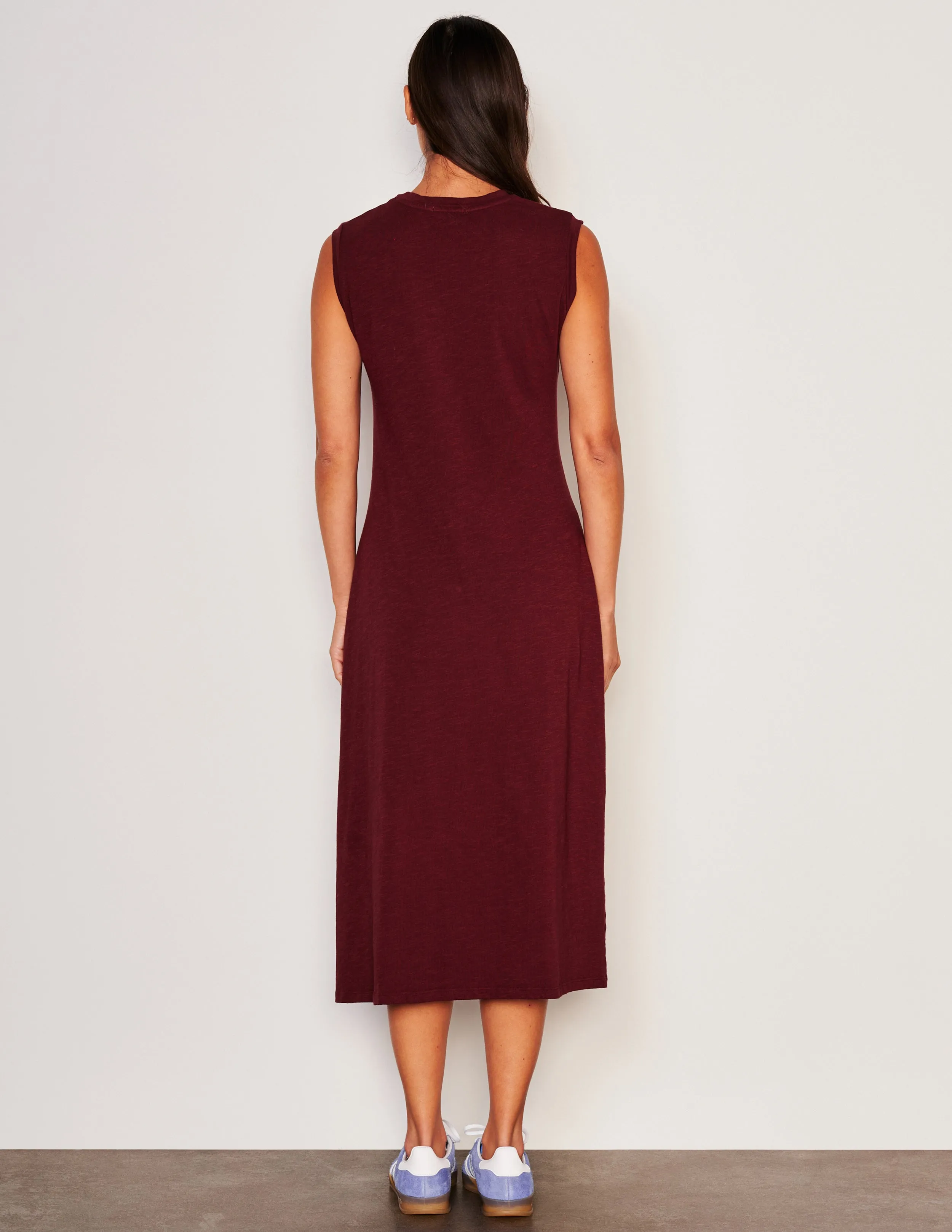 Sundry Midi Twist Sleeveless Dress in Red Rock