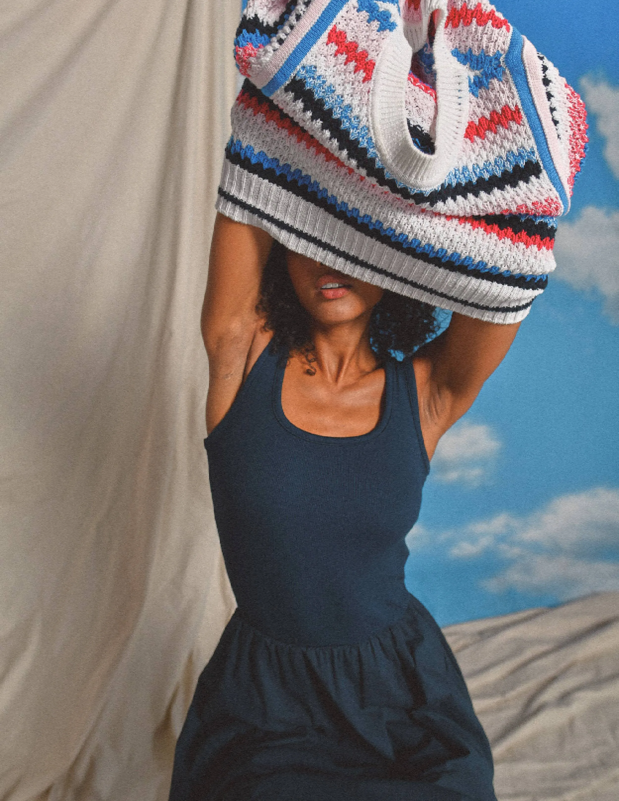 Sundry Mixed Media Dress in Deep Navy