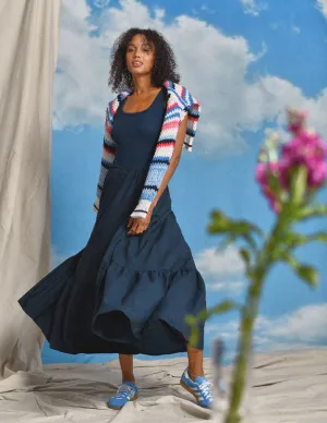 Sundry Mixed Media Dress in Deep Navy