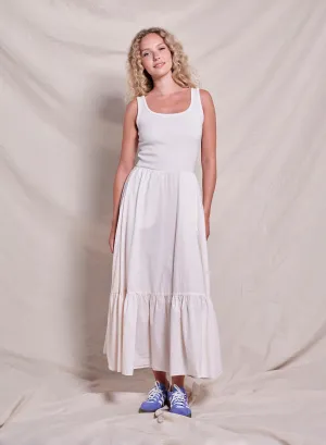 Sundry Mixed Media Dress in Oyster