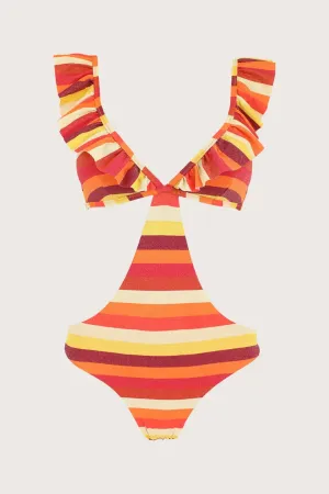 SUNSET RUFFLED TRIANGLE TRIKINI