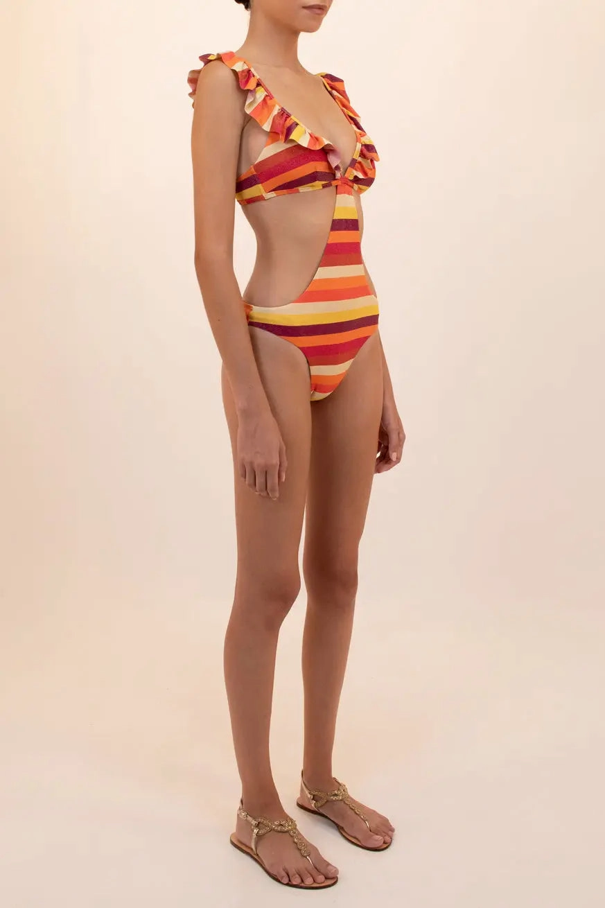SUNSET RUFFLED TRIANGLE TRIKINI