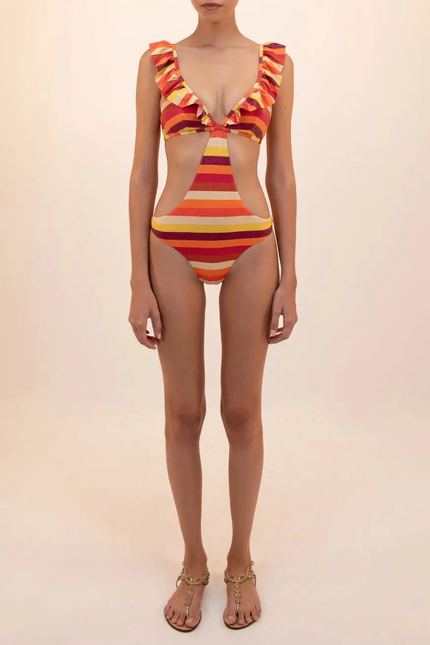 SUNSET RUFFLED TRIANGLE TRIKINI