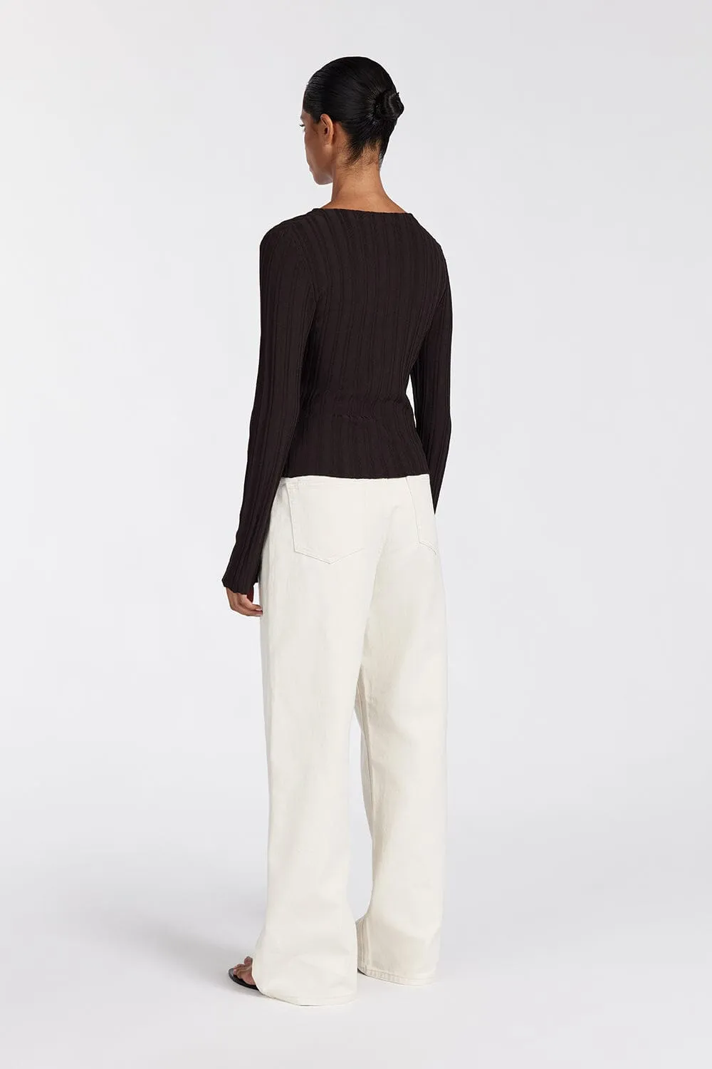 SYLVIA BITTER CHOC LONG SLEEVE TOP