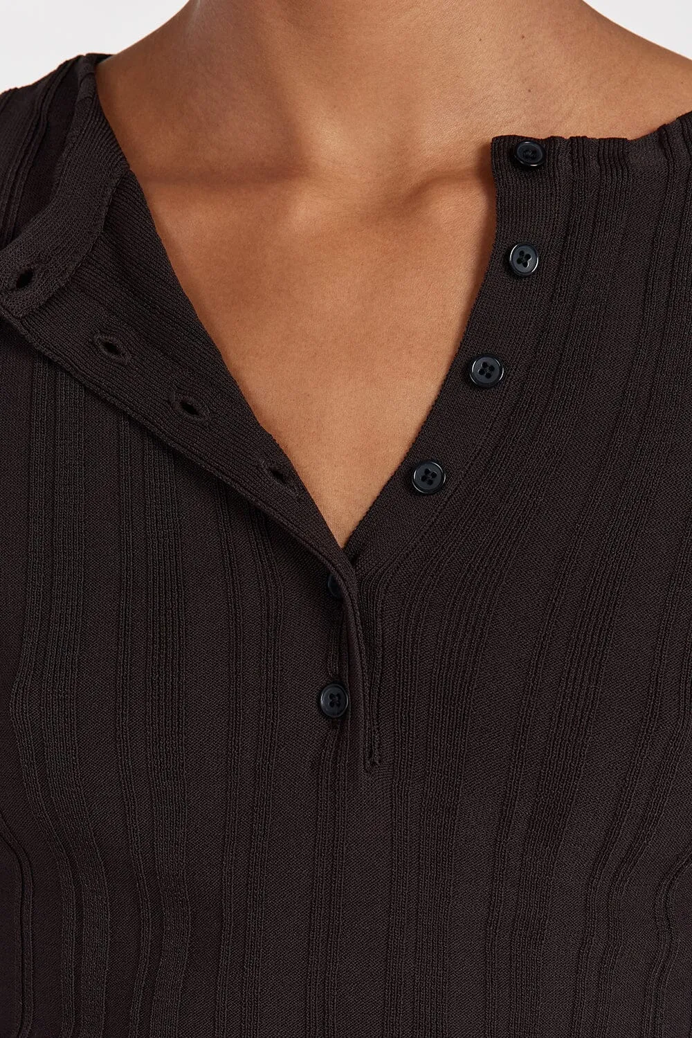 SYLVIA BITTER CHOC LONG SLEEVE TOP