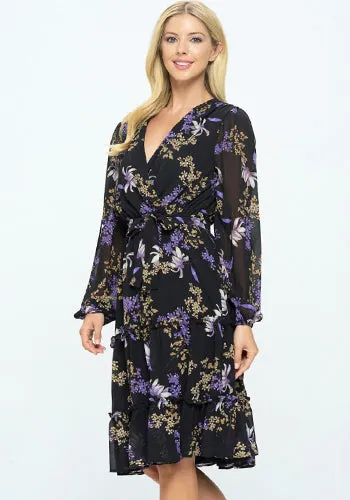 Tea Date Dress in Black Floral
