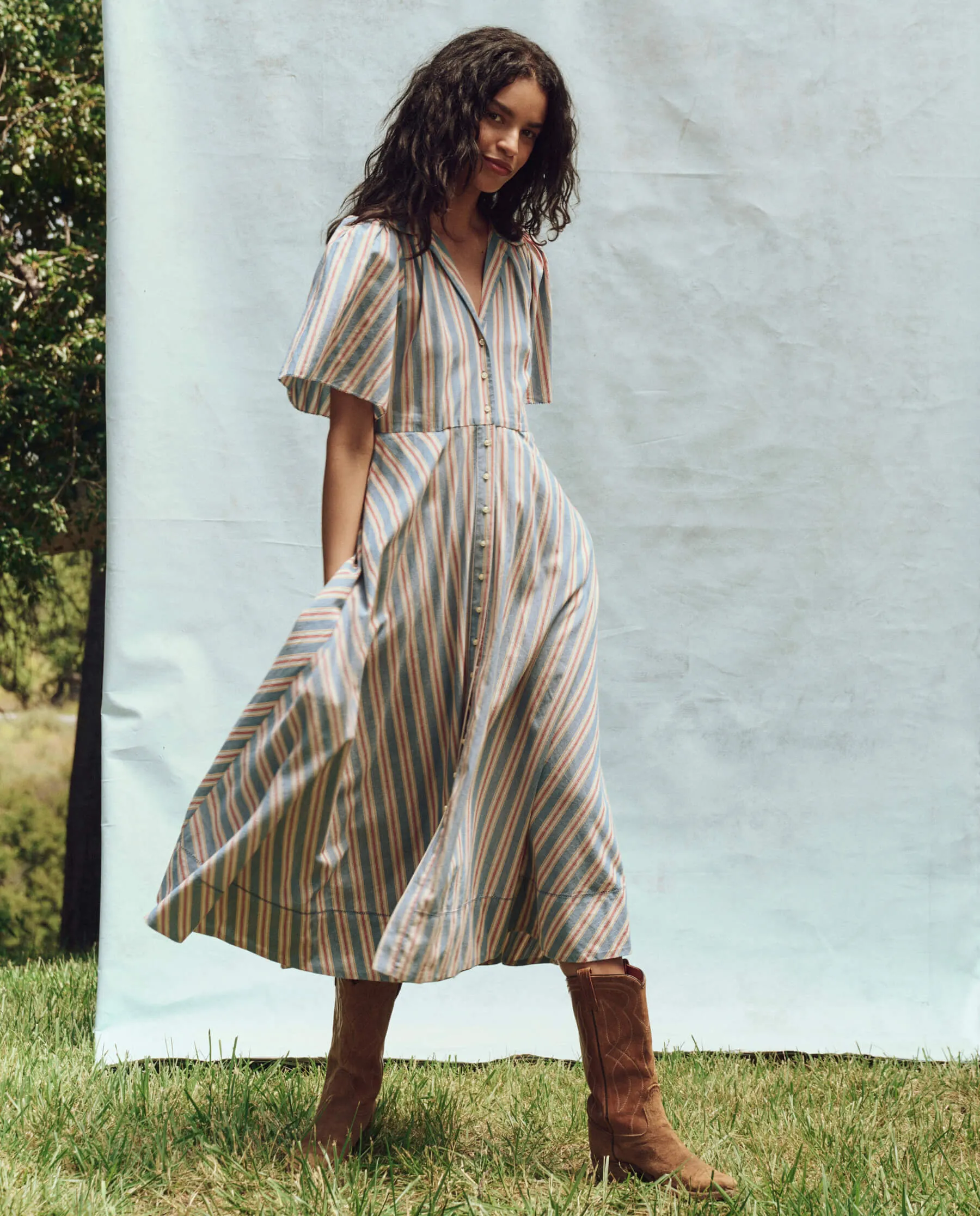 The Bridge Dress. -- Blue Frontier Stripe