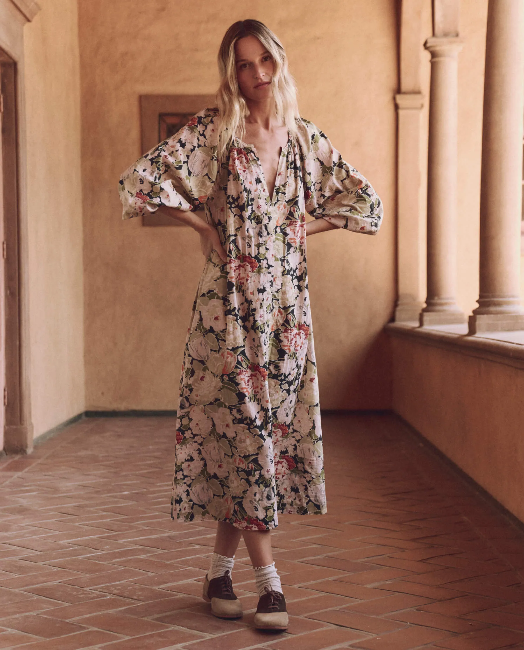 The Pampas Dress. -- Vintage Rose Print