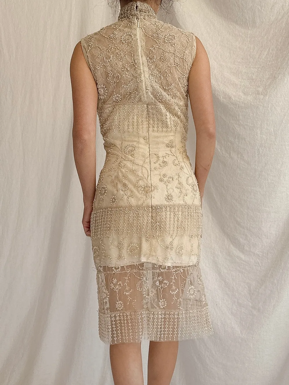 Vintage Ecru High Neck Dress - S/6