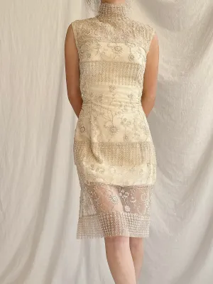 Vintage Ecru High Neck Dress - S/6