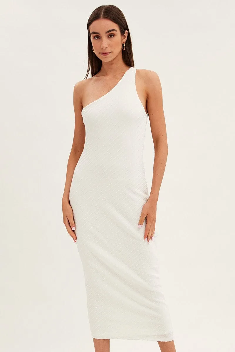 White Maxi Dress Sleeveless One Shoulder Bodycon