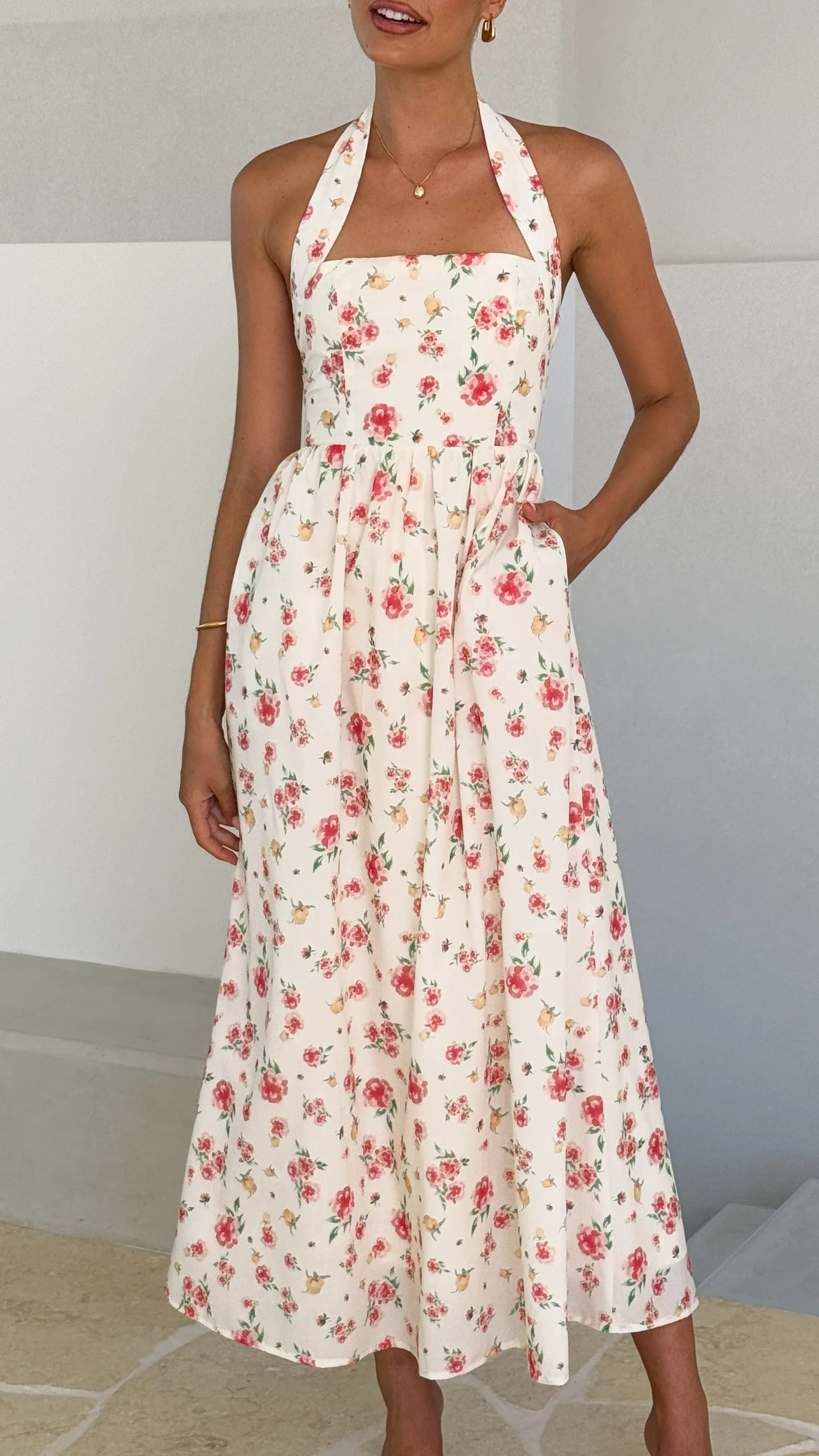 Yolly Maxi Dress - Pink Floral